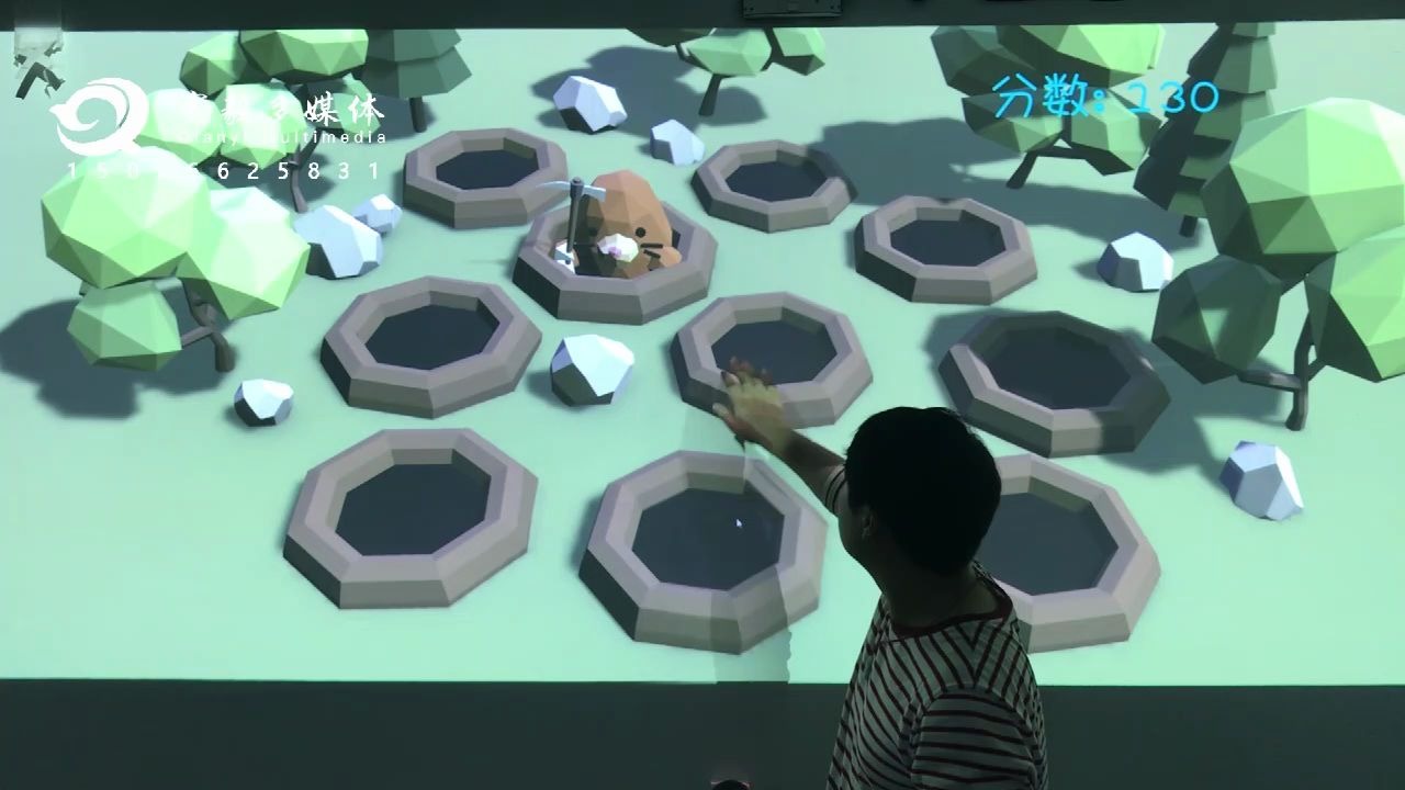 打地鼠互动小游戏体感互动墙面互动大屏互动骞毅多媒体互动投影实拍