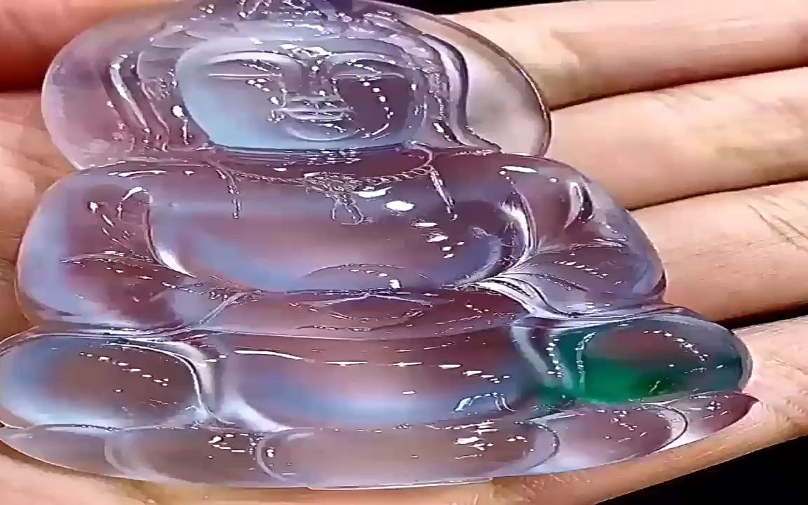 翡翠吊坠挂件 玻璃种起刚起光飘绿花大观音