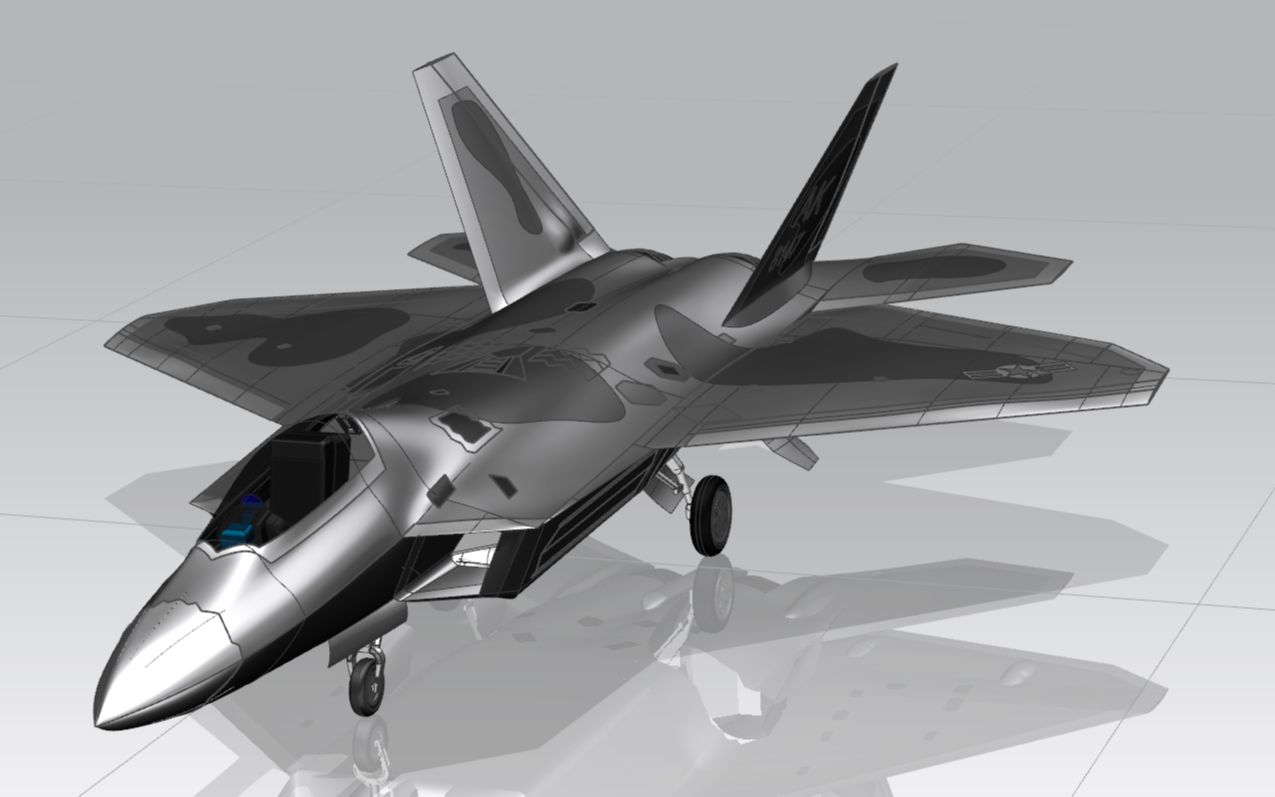 f22猛禽隐身战斗机ug建模,内置武器舱,起落架收放,整机流线造型.