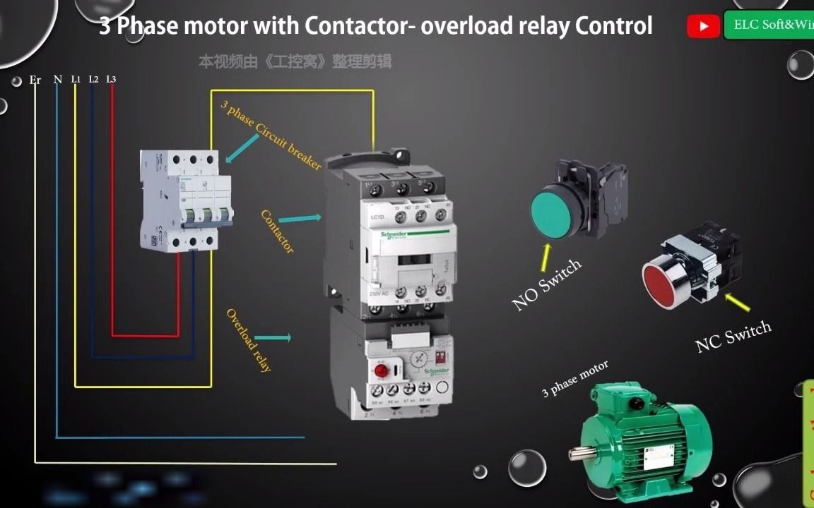 带接触器自锁和过载保护的三相异步电动机起保停电路哔哩哔哩bilibili