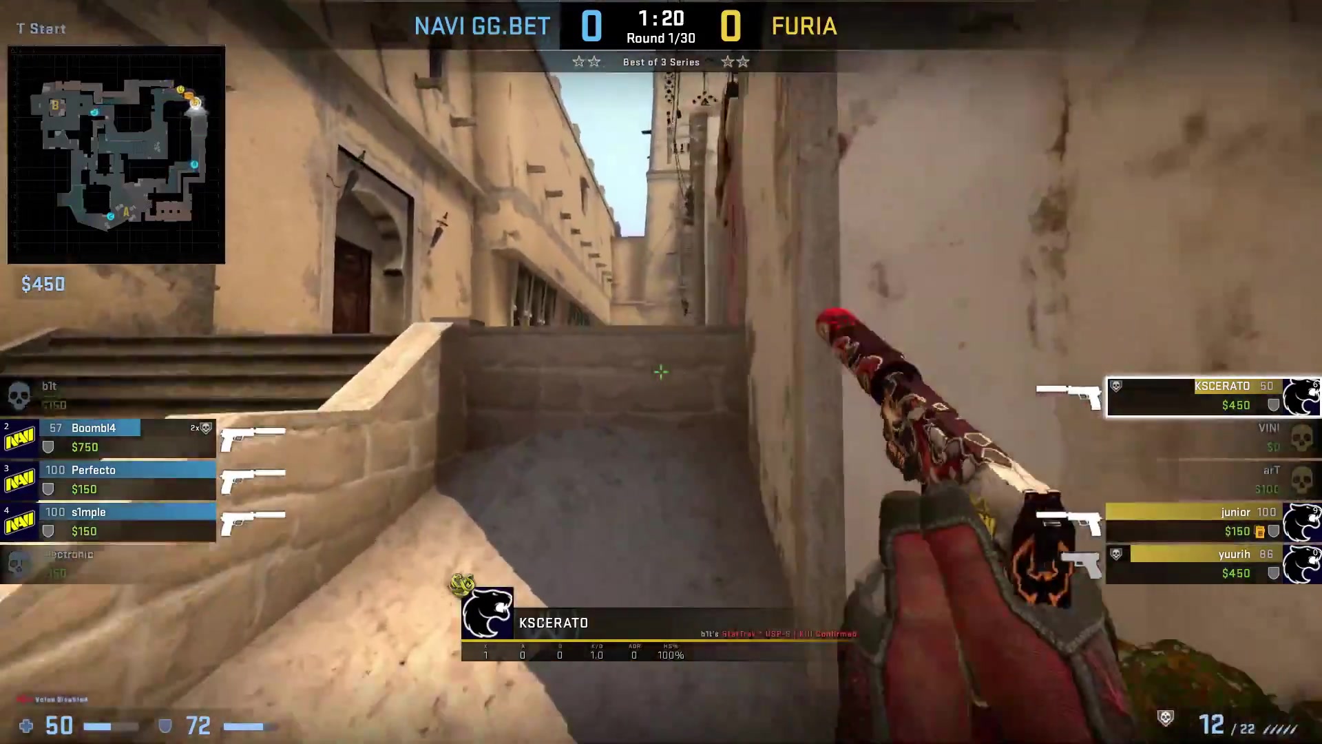 csgo职业哥第一视角 furia kscerato (29/12) vs navi (de_mirage)