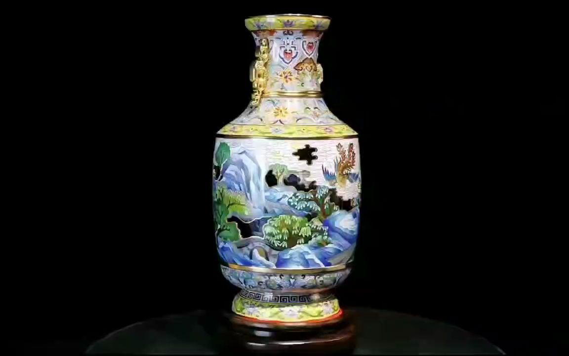 张同禄有凤来仪祥和尊转心瓶景泰蓝