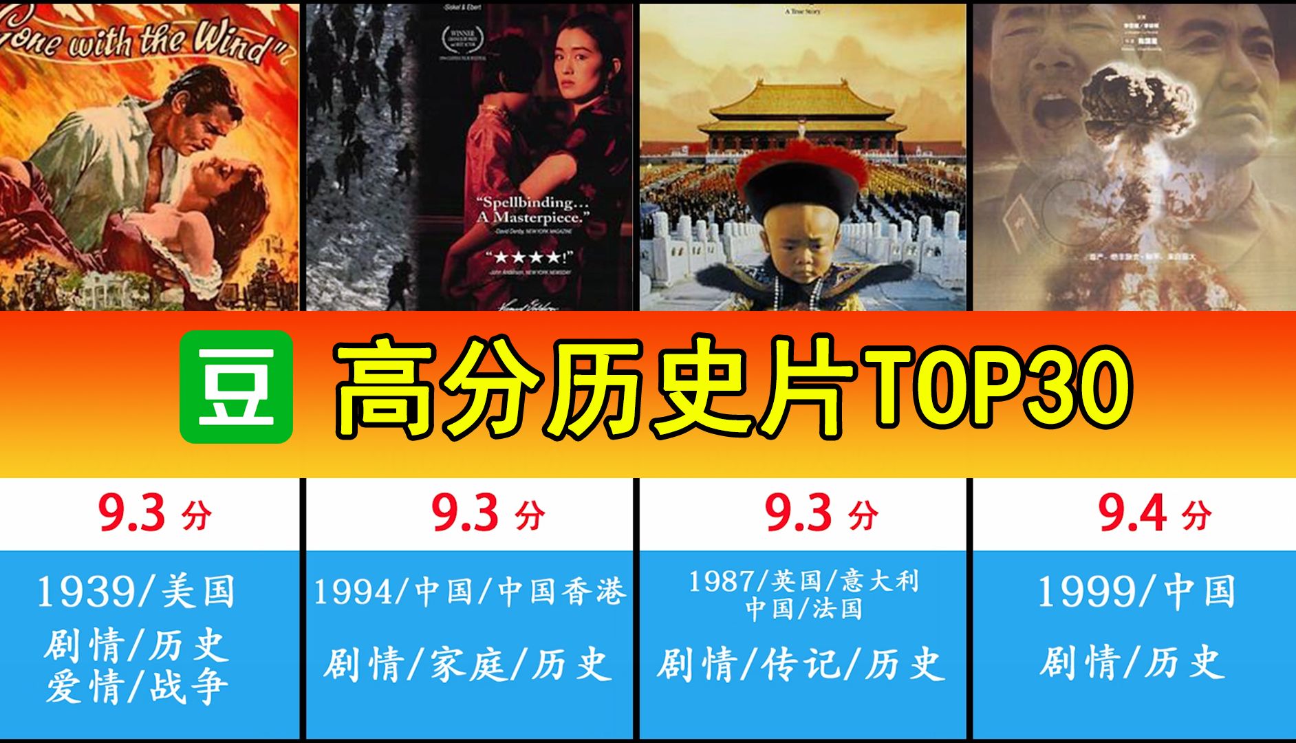 【豆瓣】高分历史片排名TOP30,大部分也是战争片TOP哔哩哔哩bilibili