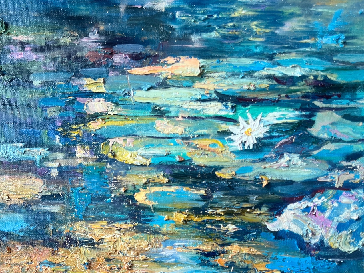 油画步骤 荷塘掠影