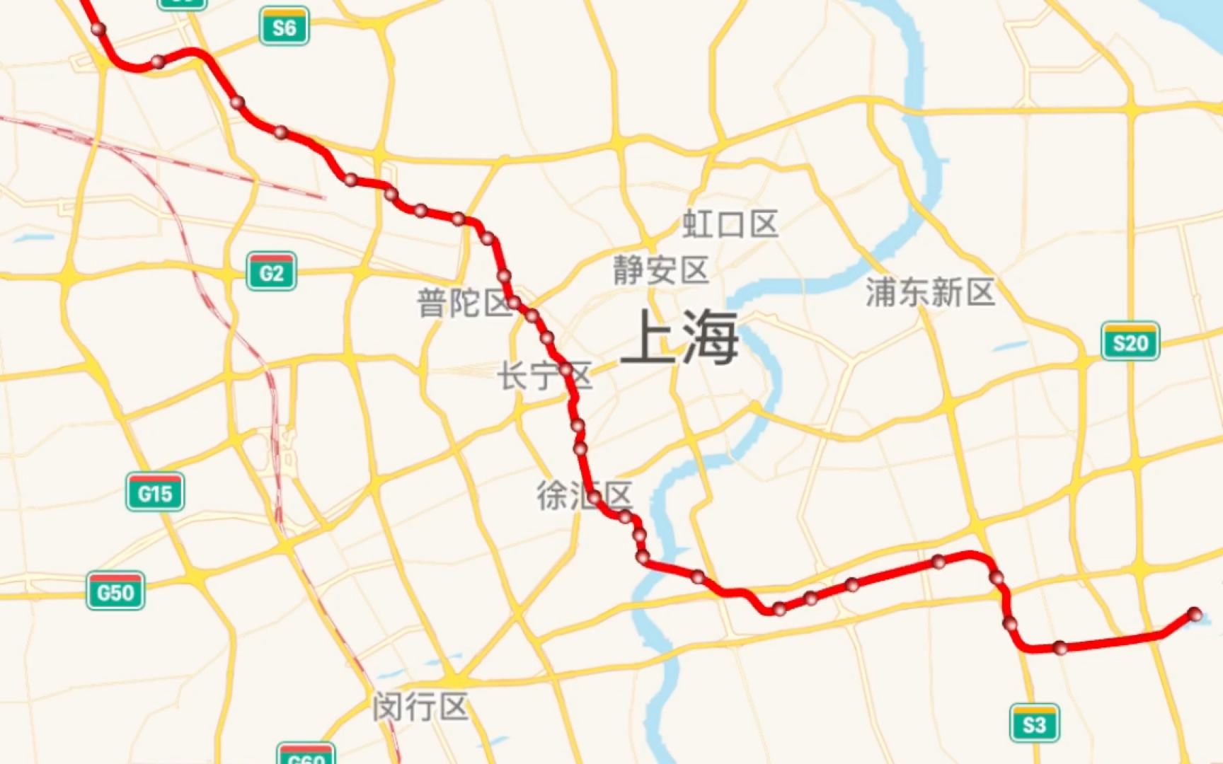 上海地铁11号线(嘉定北)行驶路线
