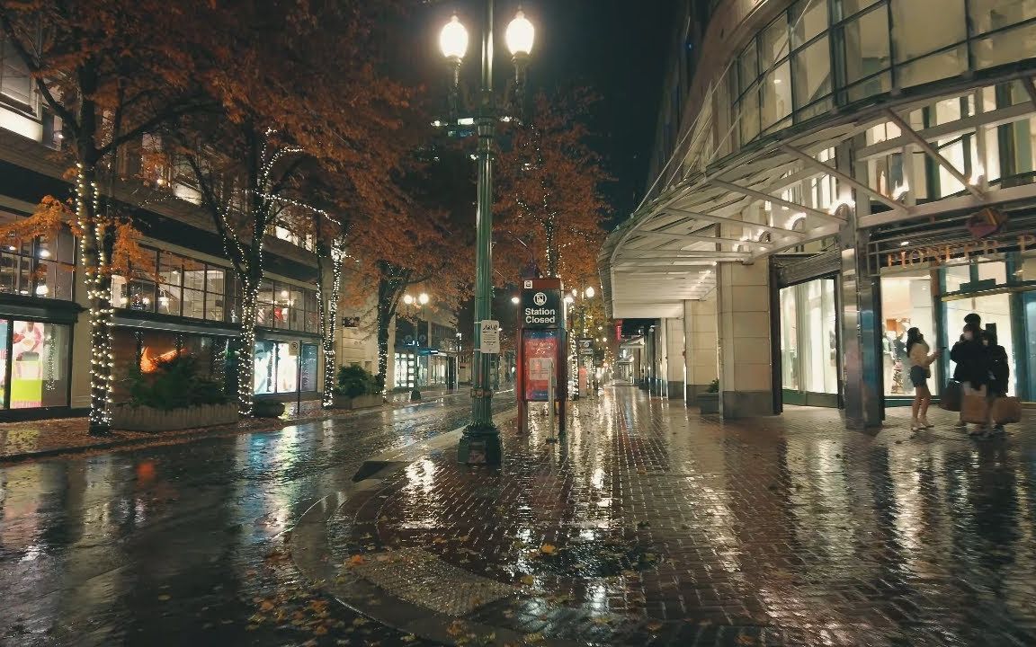 [图]【4K Nature and City Walks】：波特兰雨夜 |4K|