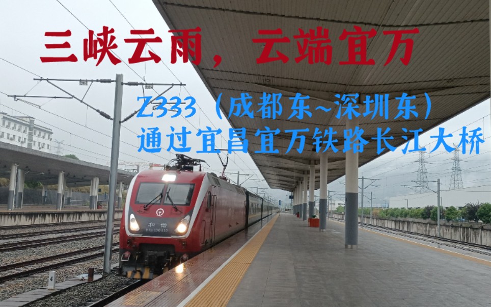 [三峡云雨·云端宜万]z333(成都东~深圳东)通过宜昌宜万铁路长江大桥