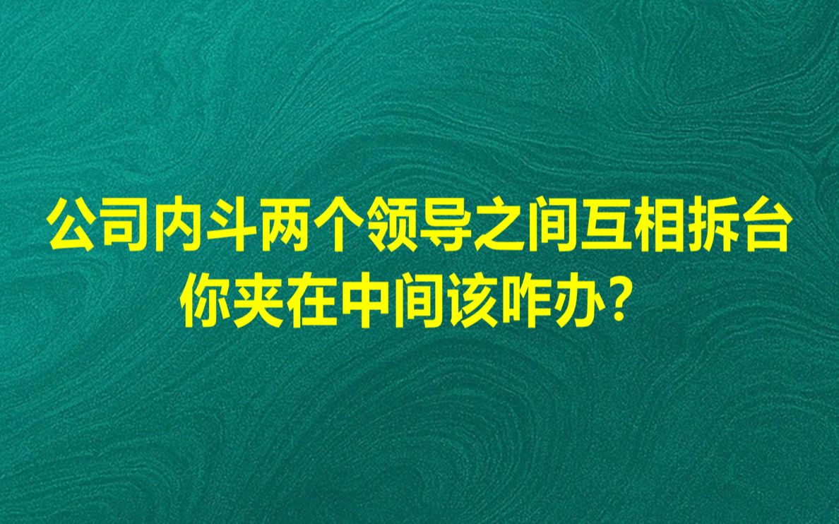 公司内斗两个领导之间互相拆台!你夹在中间该咋办?哔哩哔哩bilibili