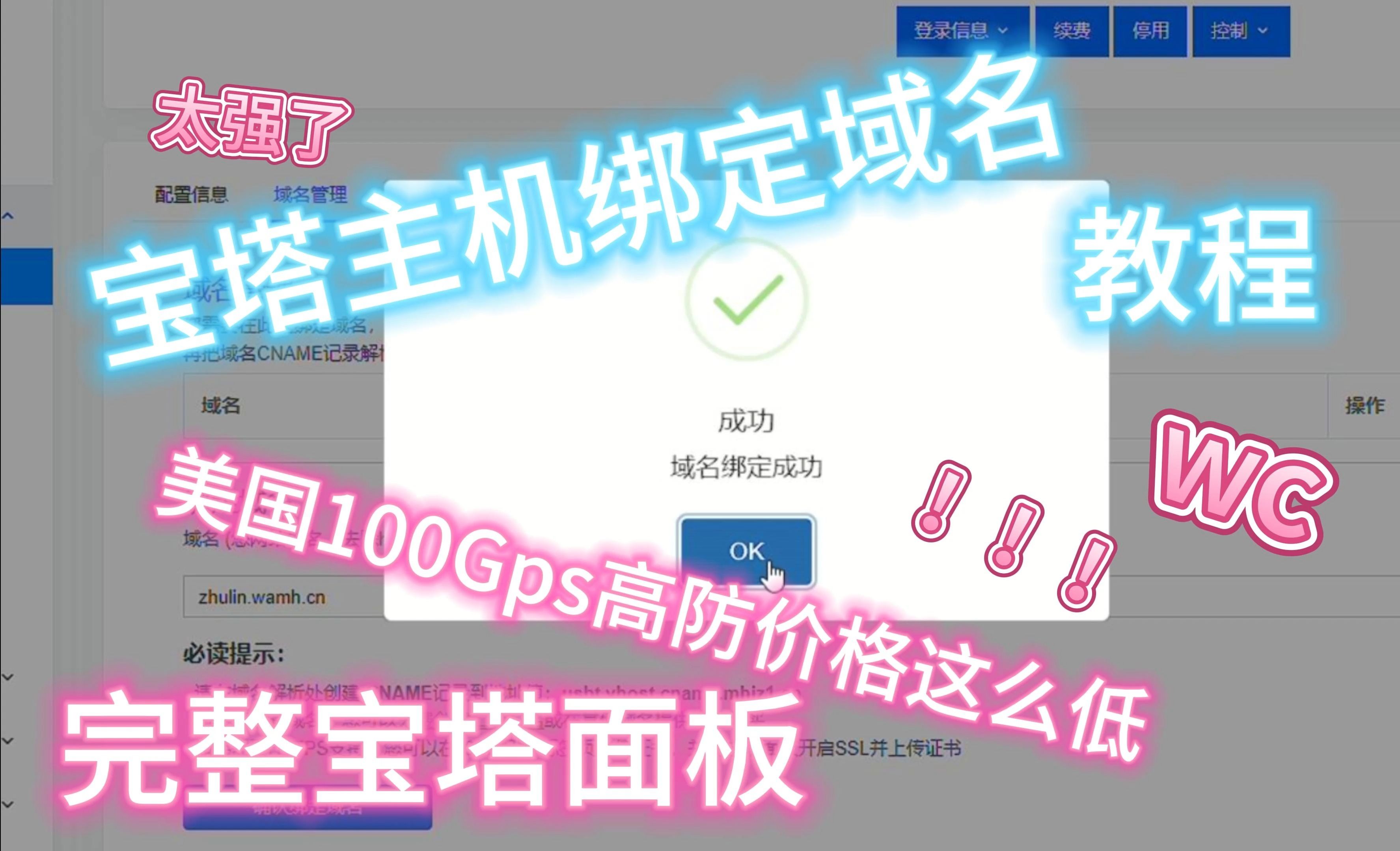 嘿华:宝塔主机绑定域名教程,美国100Gps高防超低价哔哩哔哩bilibili