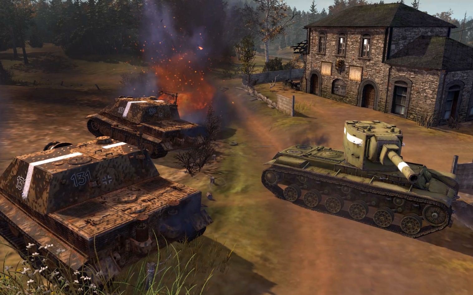 英雄连:突击虎打坦克根本不用瞄准,380毫米巨炮,冲击波很致命_哔哩