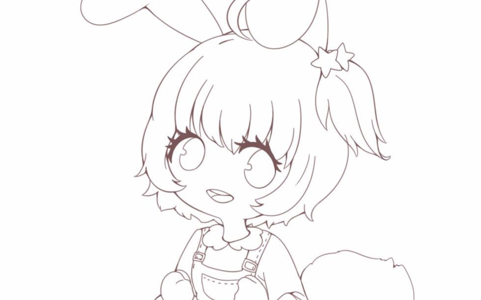 sai线稿一张简单的兔娘线稿过程