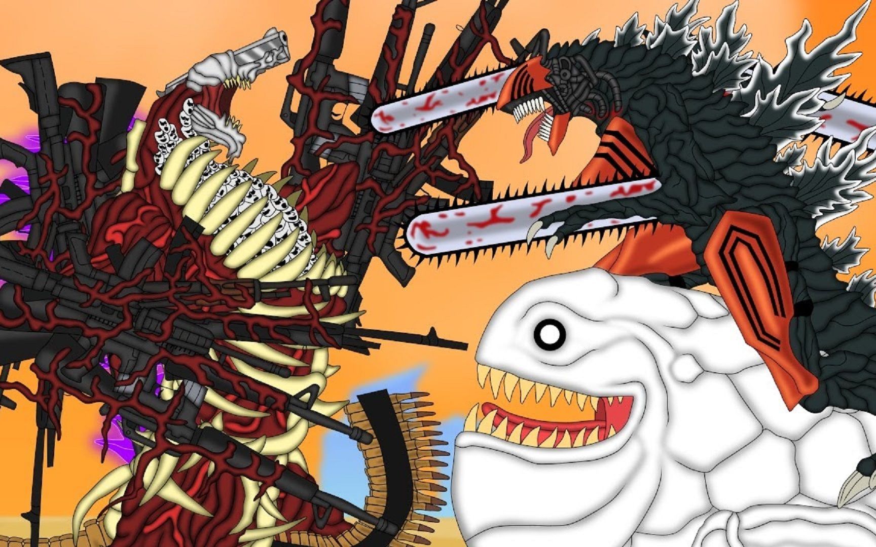 毁灭机枪哥斯拉vs电锯哥斯拉