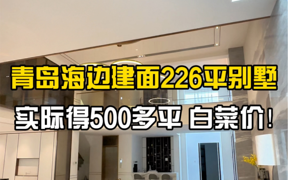 青岛海边建面226平联排别墅,实得500多平,现房清盘白菜价哔哩哔哩bilibili