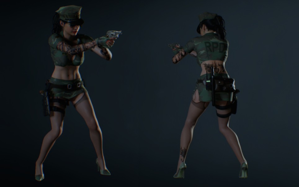 生化危机2重制版黑丝军装美人克莱尔