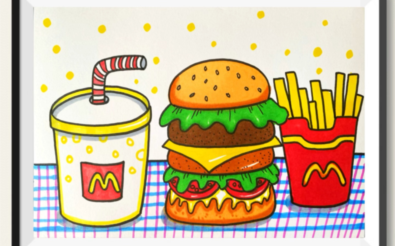 《汉堡套餐》儿童画,汉堡,薯条,可乐