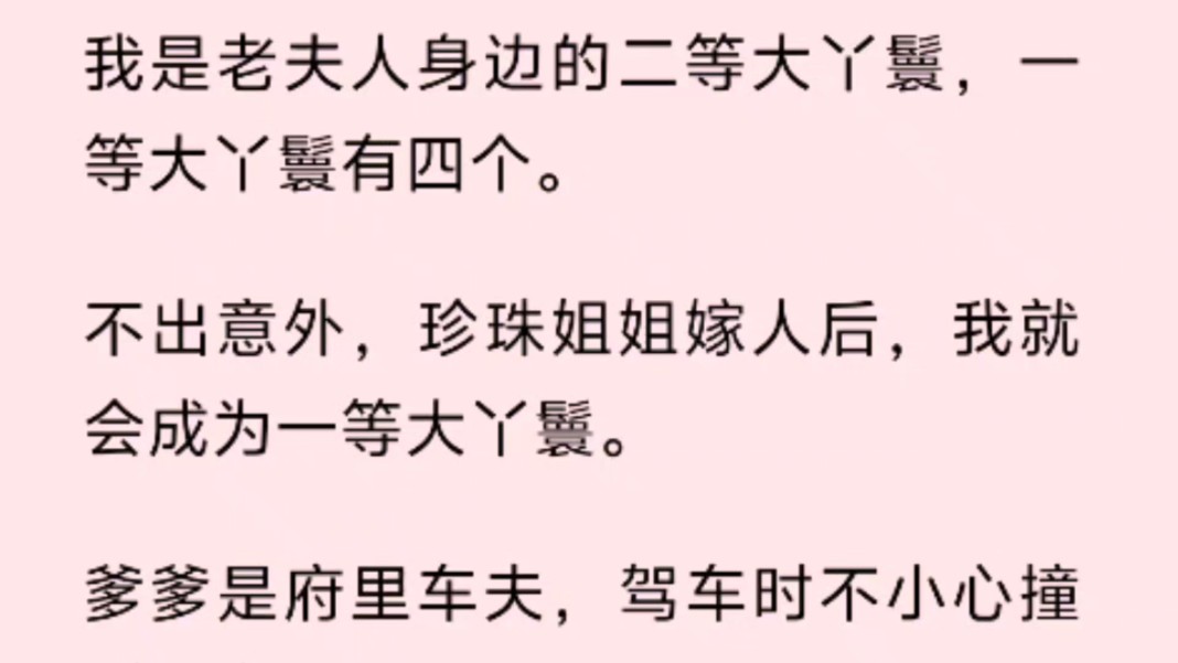 我是老夫人身边的二等大丫鬟,一等大丫鬟有四个.不出意外,珍珠姐姐嫁人后,我就会成为一等大丫鬟.哔哩哔哩bilibili