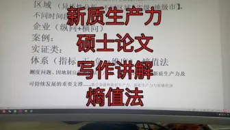 硕士论文写新质生产力思路讲解，创新点拉满，熵值法