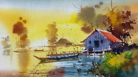 看艺术家怎么作画的 水彩画家阿尔拉罗 巴黎街景写生 哔哩哔哩