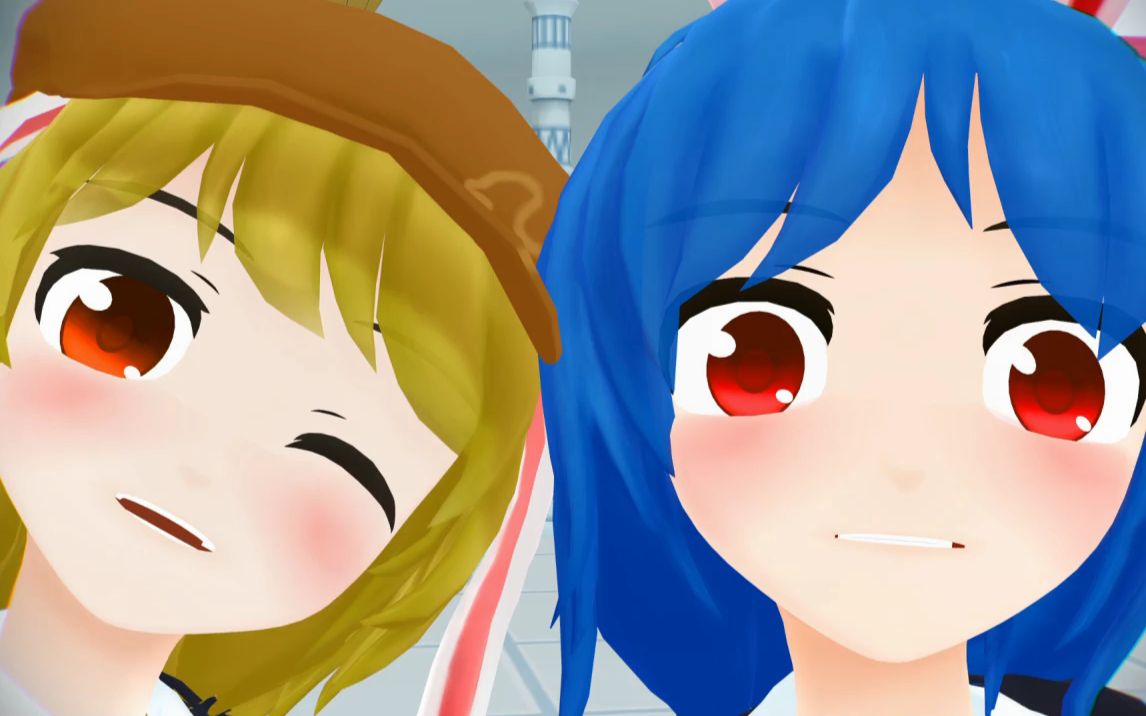 东方mmd可爱的清兰和铃瑚放课后stride制服的苹果