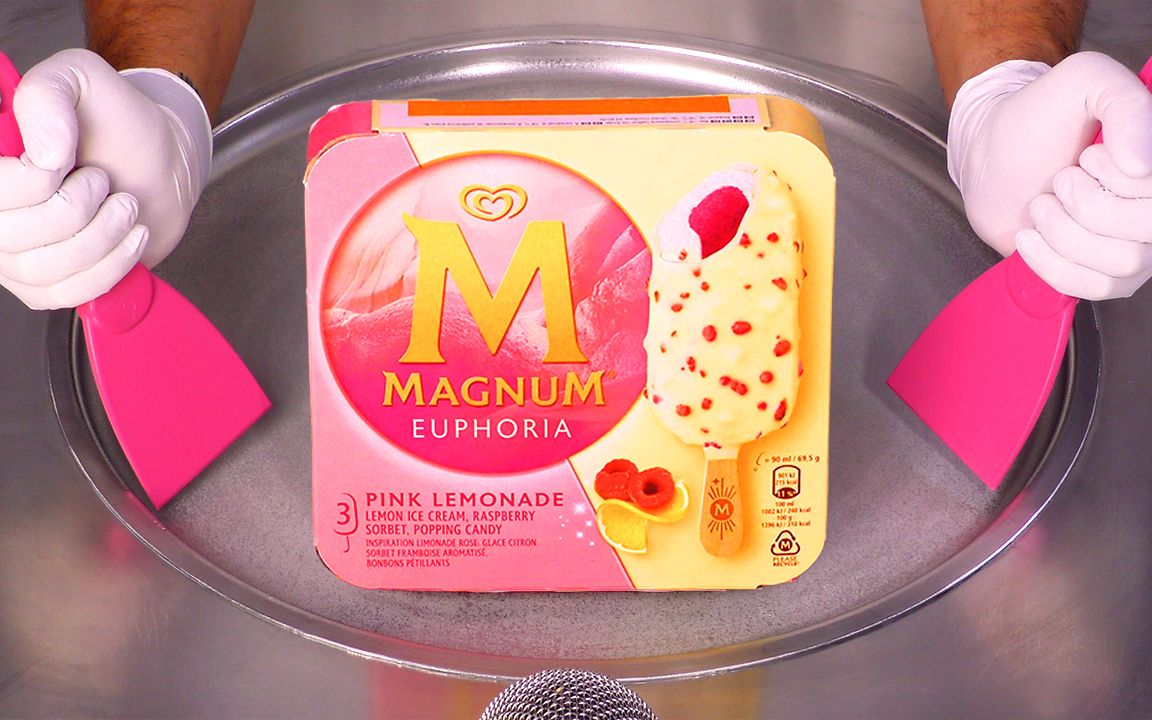 惊喜口味!Magnum Pink Lemonade变身冰淇淋卷的超大制作 | Ice Cream Rolls 【ASMR】哔哩哔哩bilibili