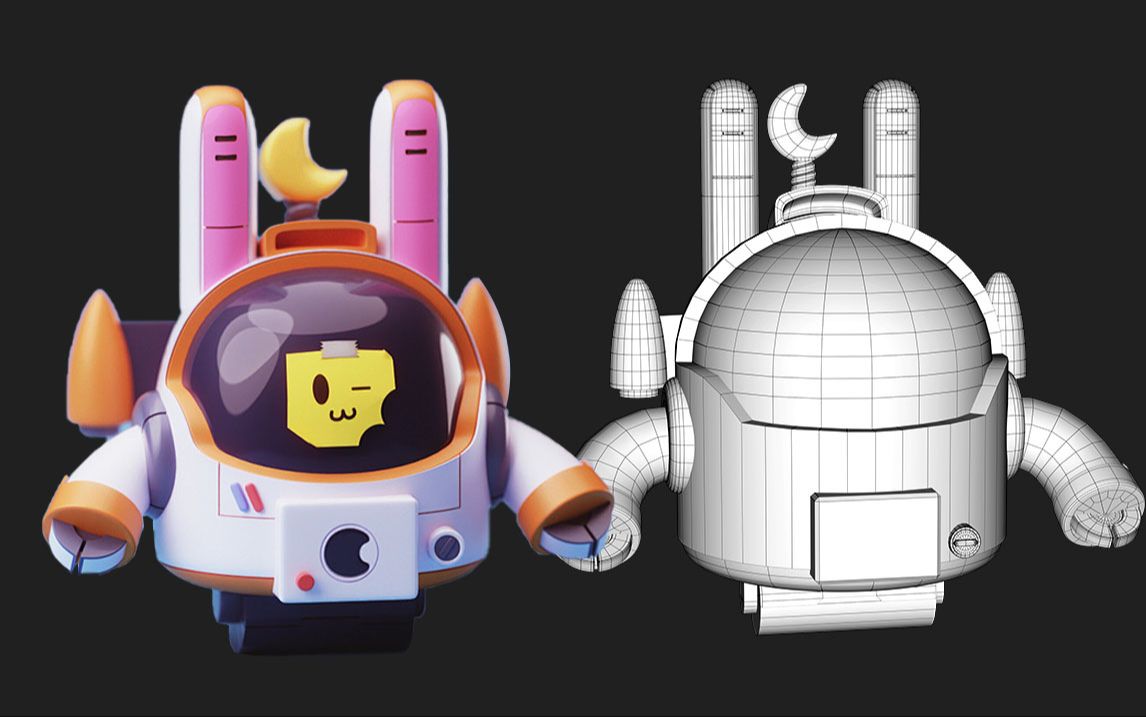 【maya角色建模】卡通太空机器兔模型制作,适合新手学的建模案例