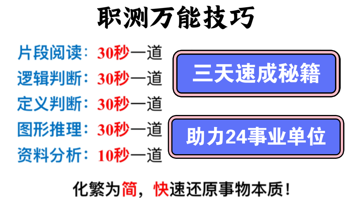 [图]【三天速成】职测万能技巧+24年3月30日事业单位联考《职测A》真题讲解—助力24事业单位