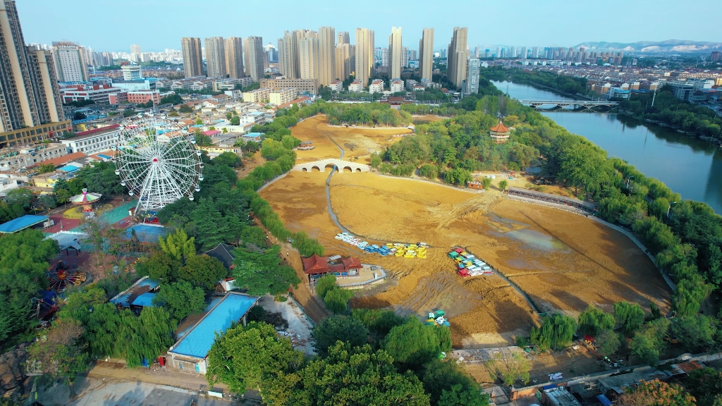 山东滕州市荆轲公园升级改造中.