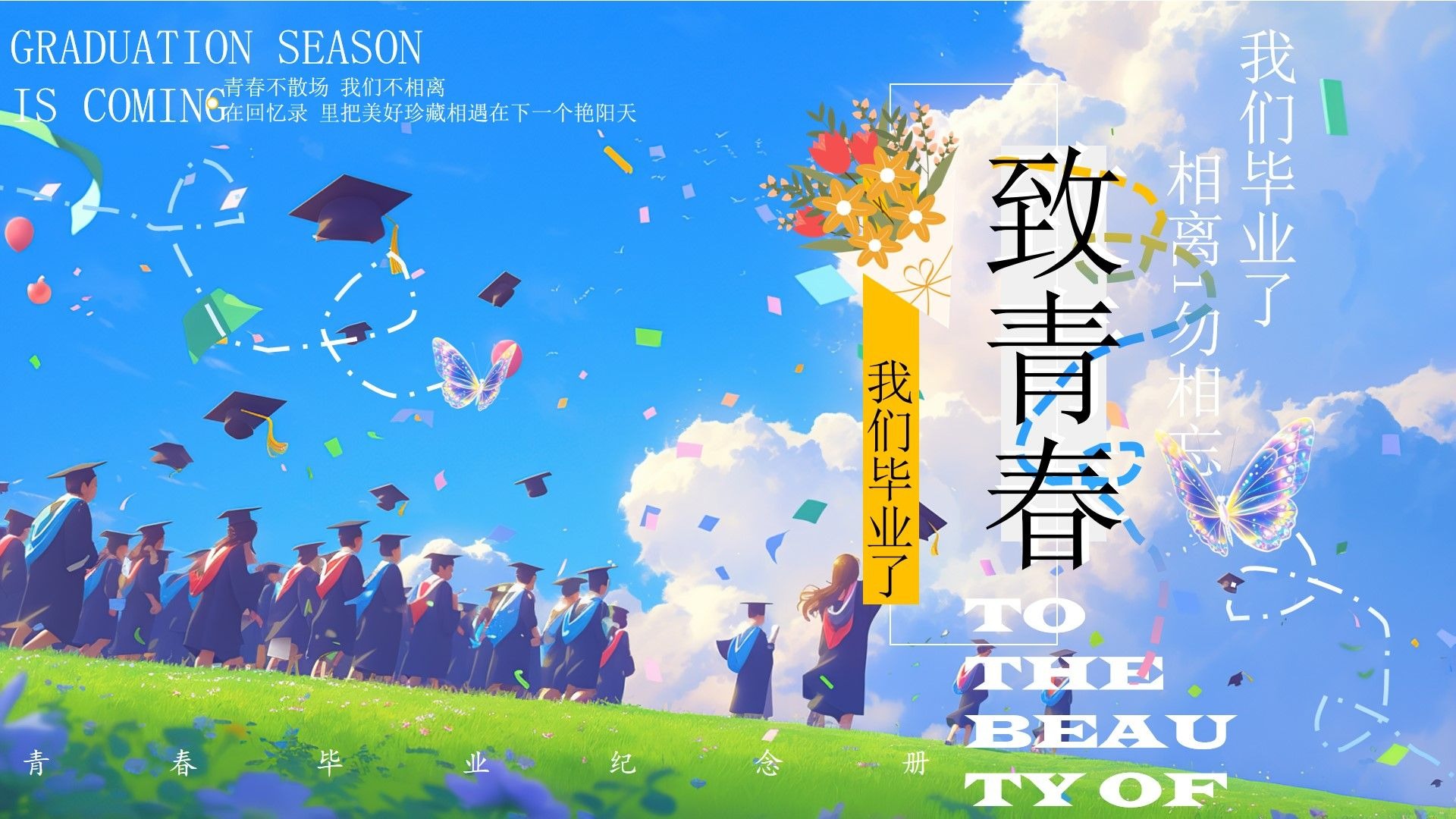 毕业季致青春ppt通用模板,18页,内容完整改改就用