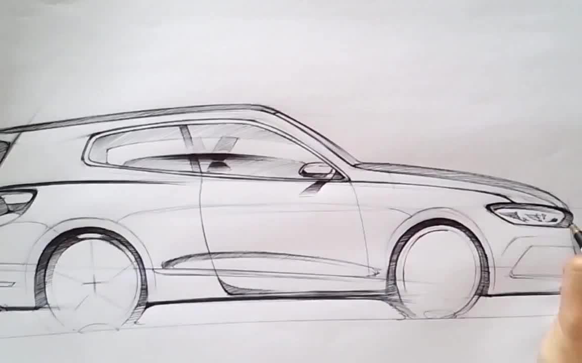 大众汽车手绘圆珠笔手绘Volkswagen Scirocco side view Sketch (BIC Ball pen)哔哩哔哩bilibili