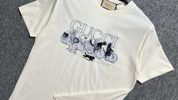 说说高仿古驰gucci新款专框同款时尚短袖卡通小猫咪短袖t恤