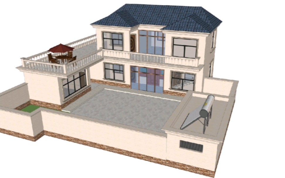 农村欧式风格自建房三维建模设计过程片段!