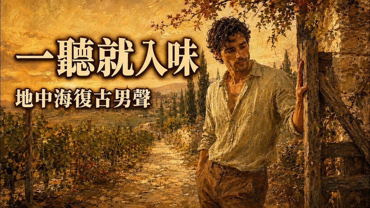 一聽就入味的地中海復古男聲｜南歐暖陽、義式情歌與海岸微醺老歌，適合閱讀、放鬆、工作與安靜時光，像老電影一樣把心慢慢帶回舊歐洲，午後暖陽裡再反覆聽 #地中海復古男