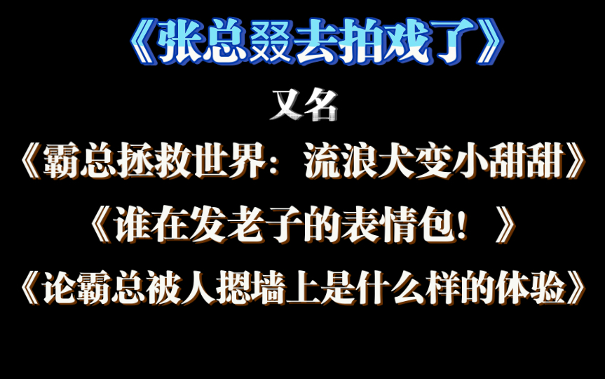 【推文】沙雕甜文|娱乐圈文|《张总叕去拍戏了》by 橙子雨哔哩哔哩bilibili