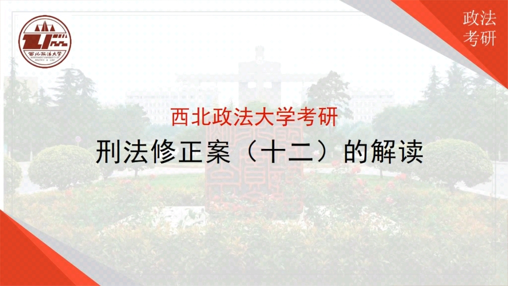 24西北政法大学考研专题讲座—对刑法修正案(十二)的解读哔哩哔哩bilibili