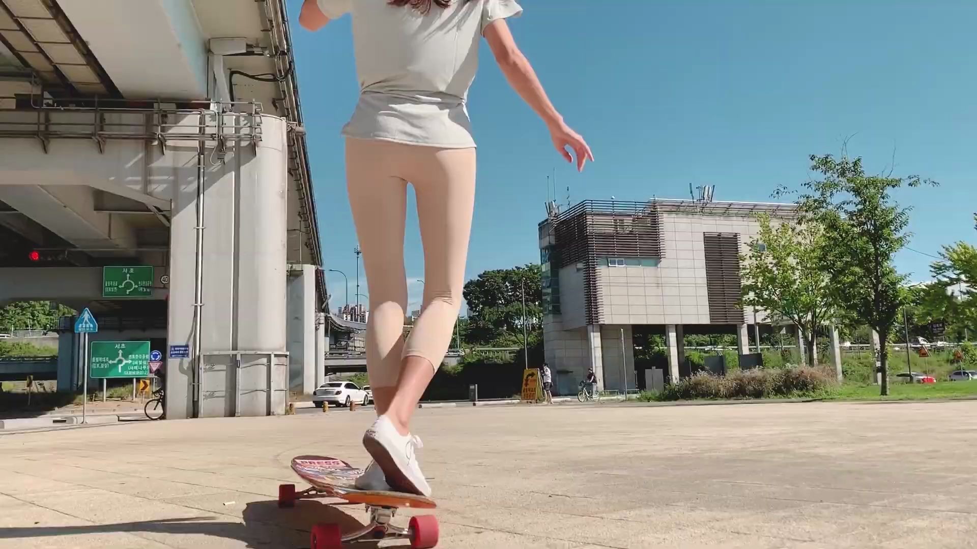 【长板女神高孝周】the hottest day longboarding at banpo spot