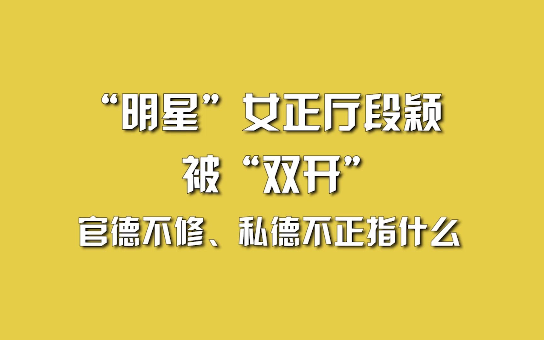 “明星”女正厅段颖被“双开”,官德不修、私德不正指什么.哔哩哔哩bilibili