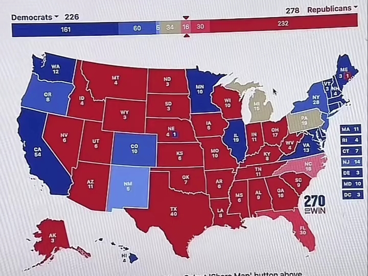 最新民调显示全美地图红色一片,看来特朗普并没有被哈里斯所影响哔哩哔哩bilibili