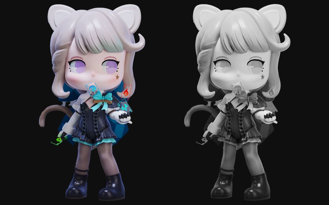 zbrush原神琳妮特q版手办建模 zbrush女性人物角色模型制作教程!