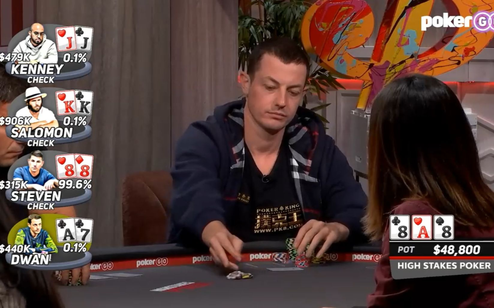 德州扑克 "我靠!翻牌直接发出炸弹" 毒王面对四条能顺利逃脱?