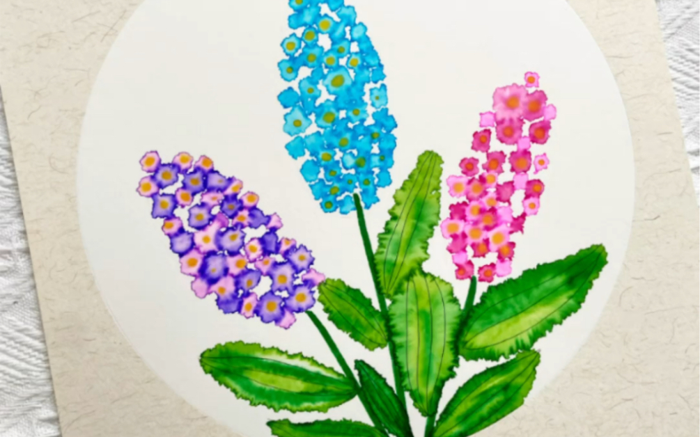 水彩笔晕染画:风信子