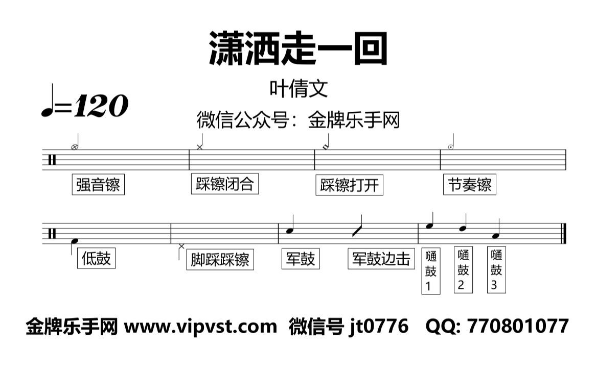 【金牌乐手网】1060.叶倩文  潇洒走一回 鼓谱 动态鼓谱 无鼓伴奏 drum cover哔哩哔哩bilibili