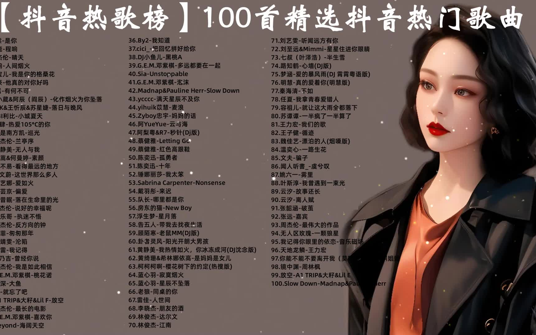 [图]【抖音热歌榜】100首抖音热门精选歌曲 99%你都听过