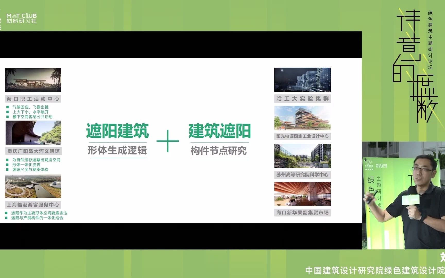 [图]绿色建筑研讨会 | 中国建筑设计研究院副总建筑师刘恒：遮阳建筑与建筑遮阳