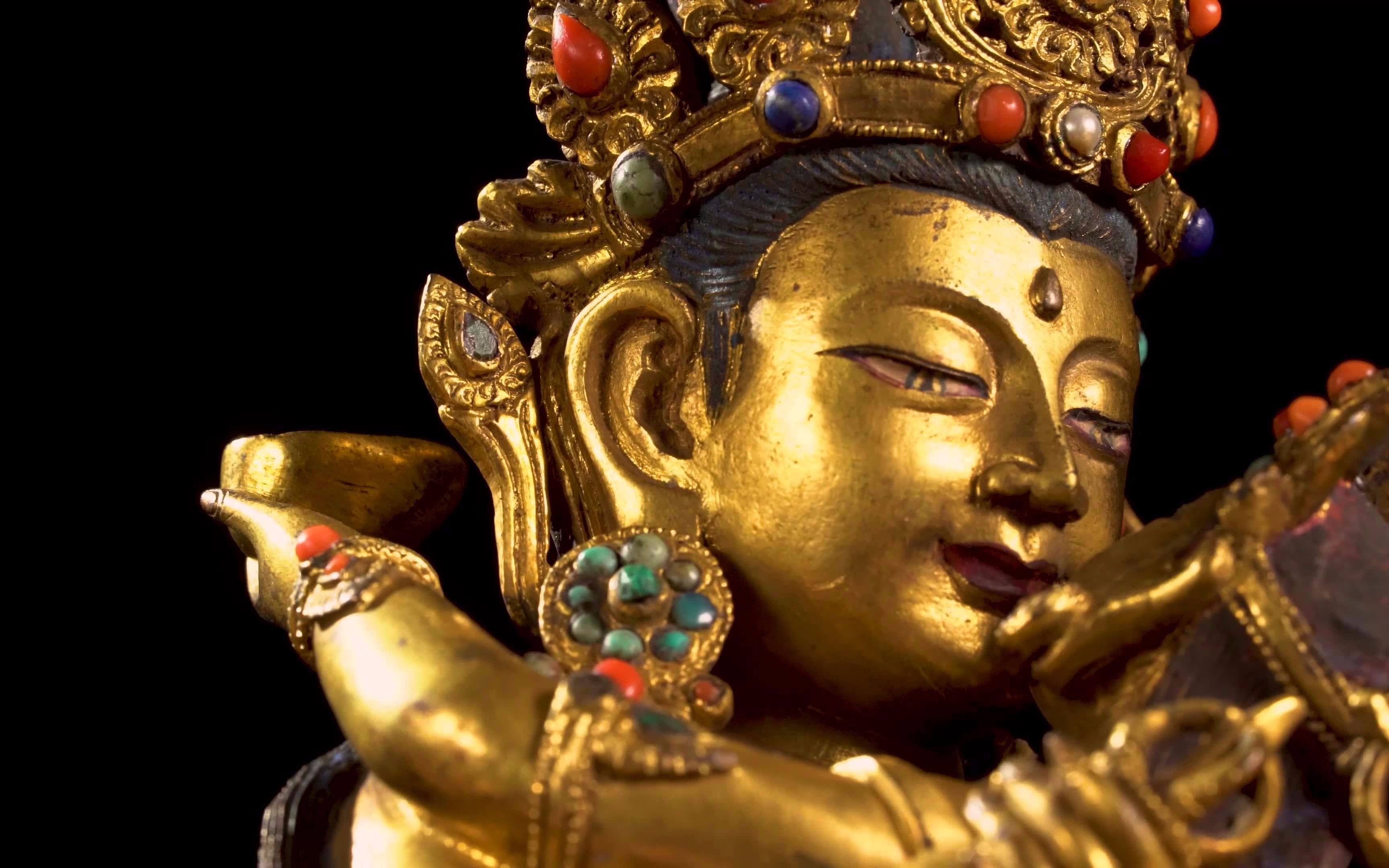 2020龘藏冬拍下半场清代康熙宫廷铜鎏金嵌宝石双身金刚持