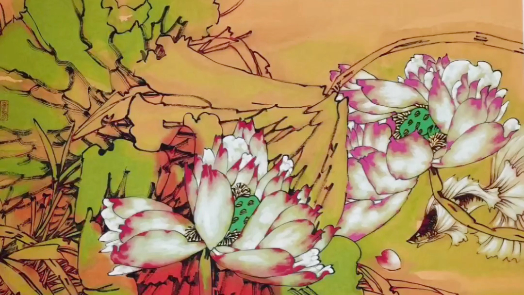 胡朝水重彩荷花作品赏析(艺惠藏:yihuicang2018)