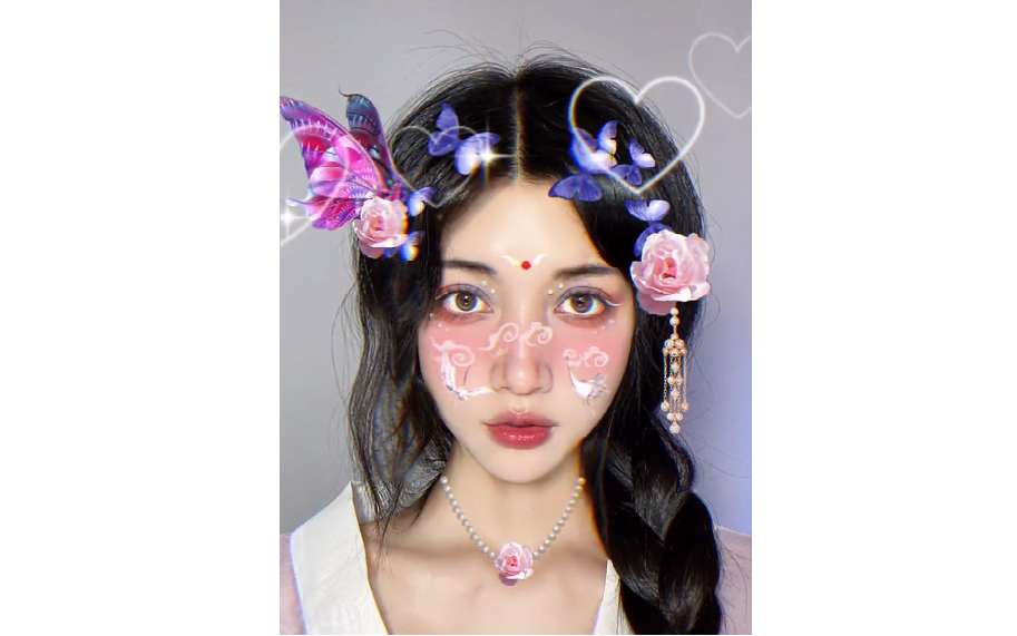 七夕玫瑰仙鹤妆,画中人仿妆