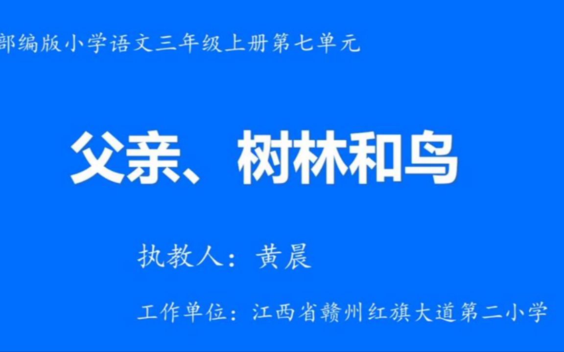 [图]【获奖】人教部编版小学三年级语文上册_黄老师《父亲、树林和鸟》-省级公开课优质课视频获奖课件