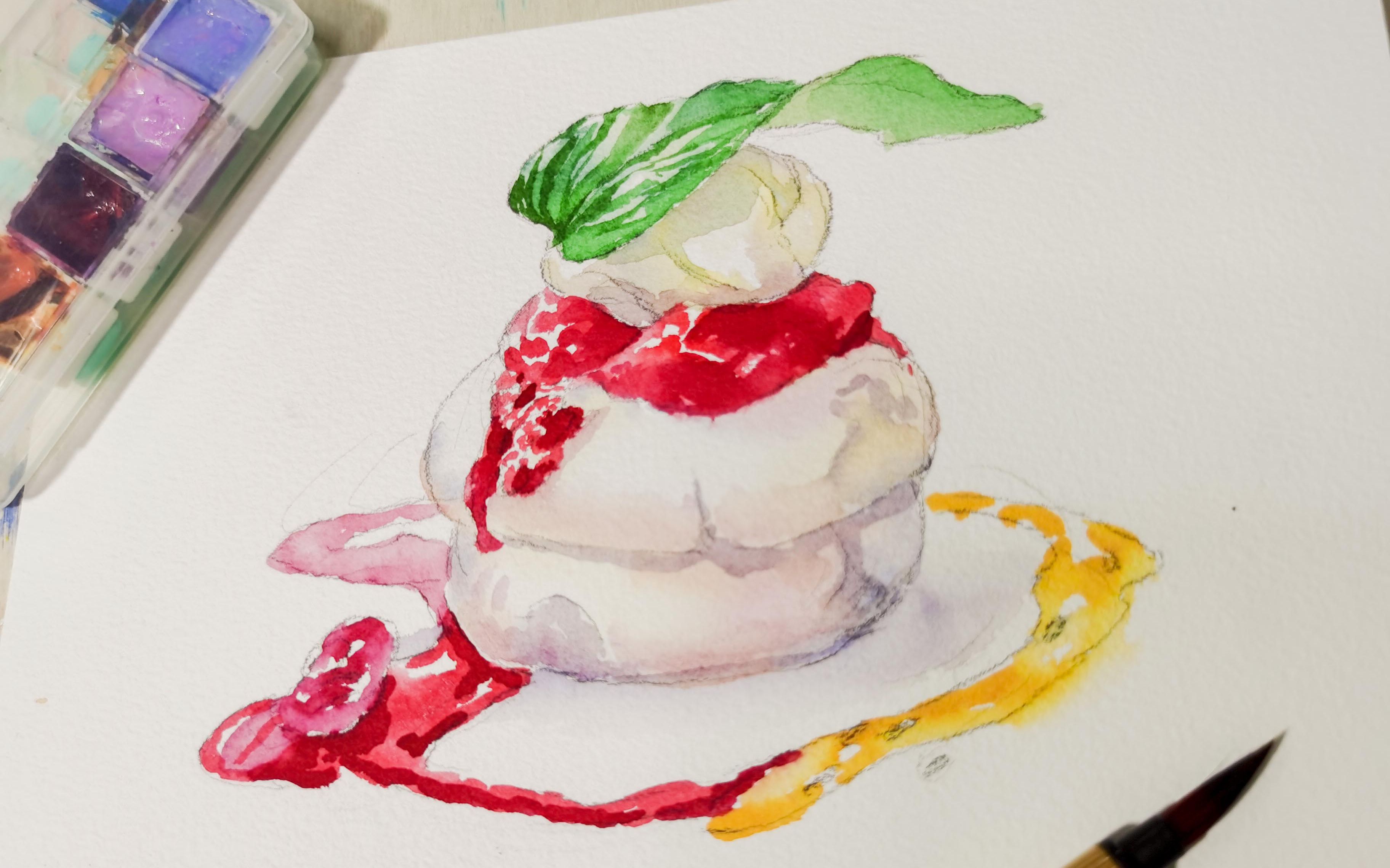 【水彩】果酱帕芙洛娃