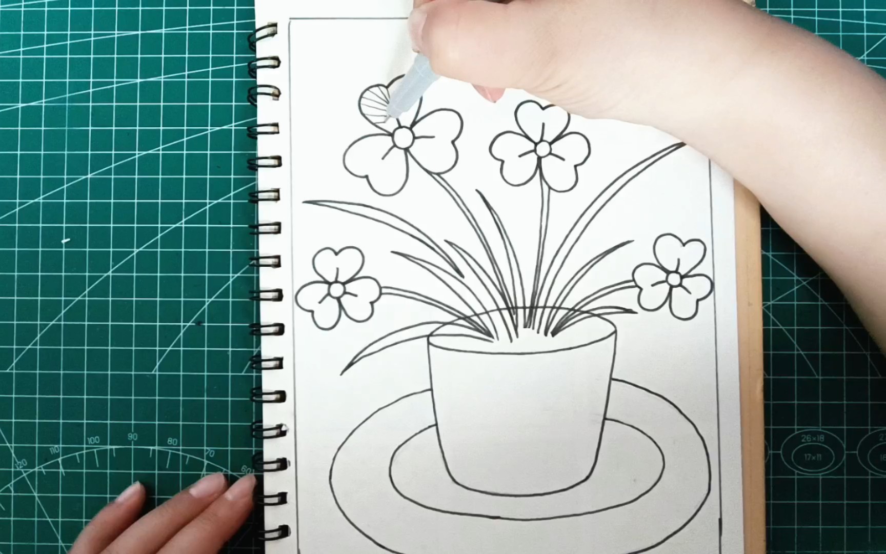 画一盆花简单又漂亮图片