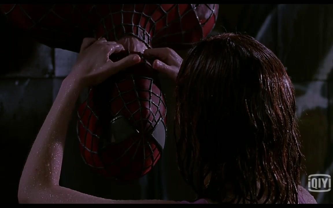 【蜘蛛侠1】经典片段,小蜘蛛雨中亲吻